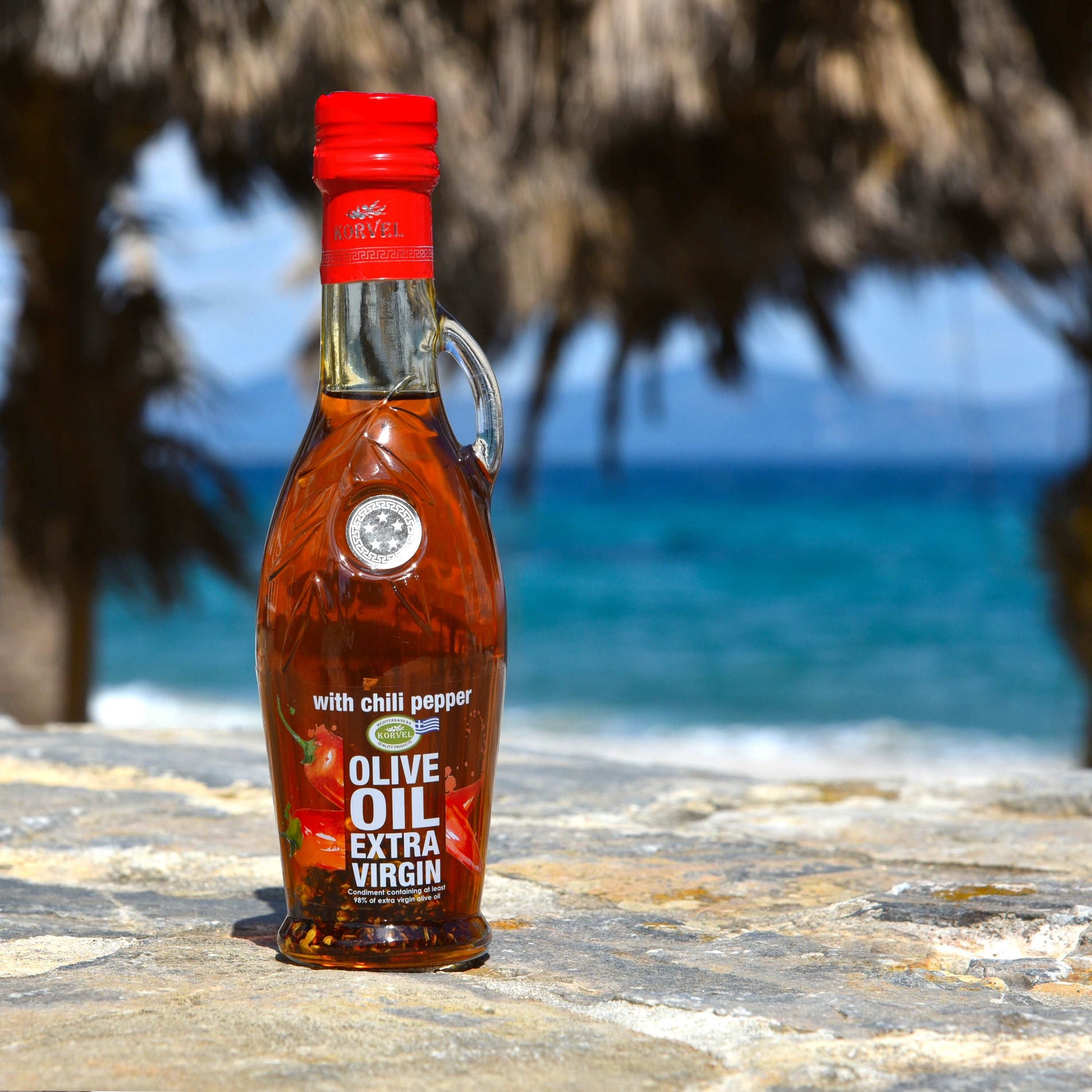 KORVEL Greek Extra Virgin Olive oil, 250 ml with Chili